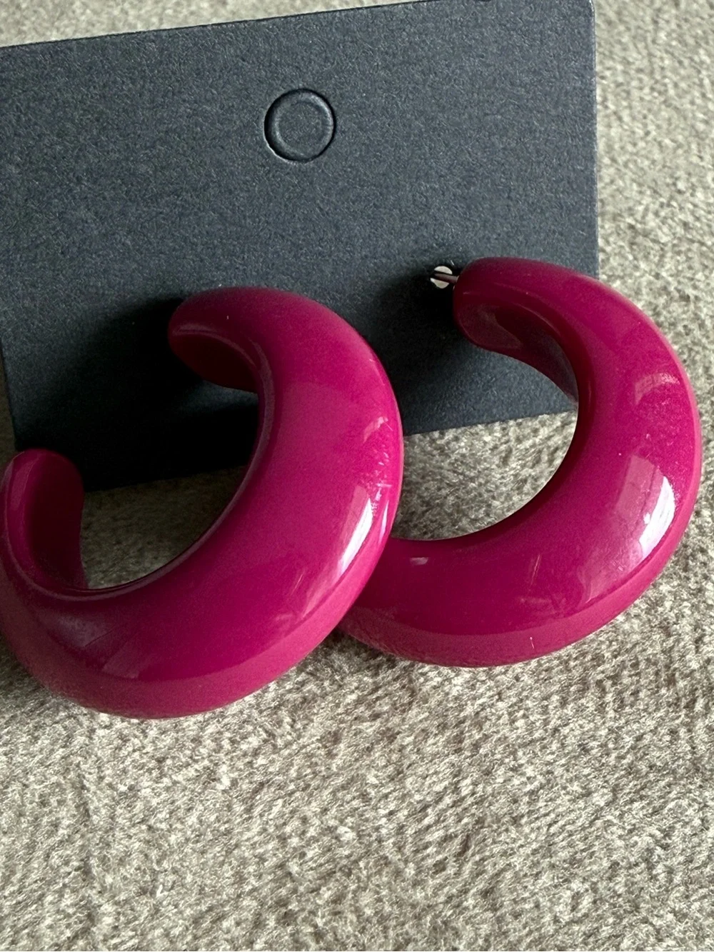 Bold Fuchsia Resin Hoop Earrings - Women Jewelry